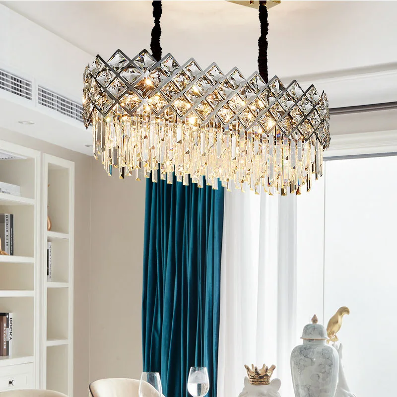Modern Crystal Ceiling Lamp Nordic Minimalist Restaurant Pendant Wrought Iron Modern Pendant Light Luxury Crystal Chandelier
