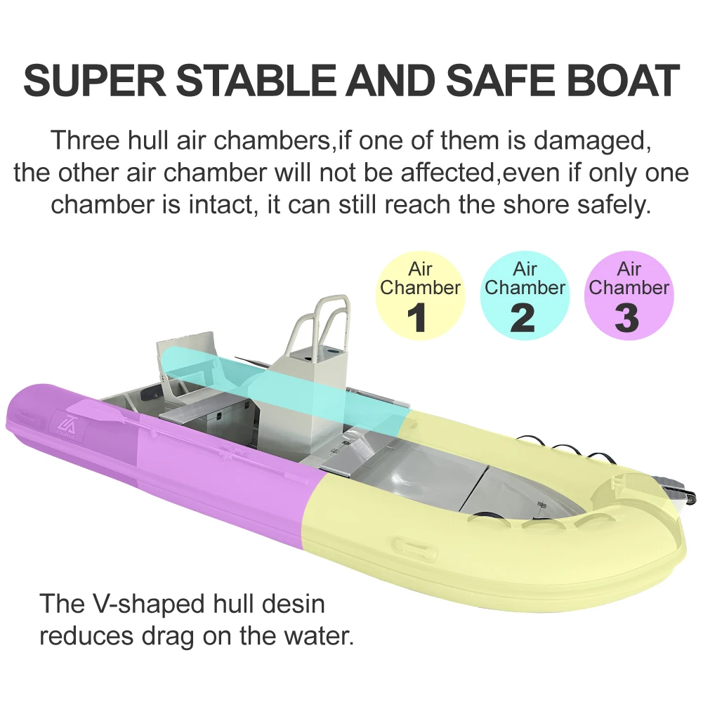 Good Quality Rowing Ship Hypalon Fibreglass Speed Fiberglass TOURUS Rib Boat