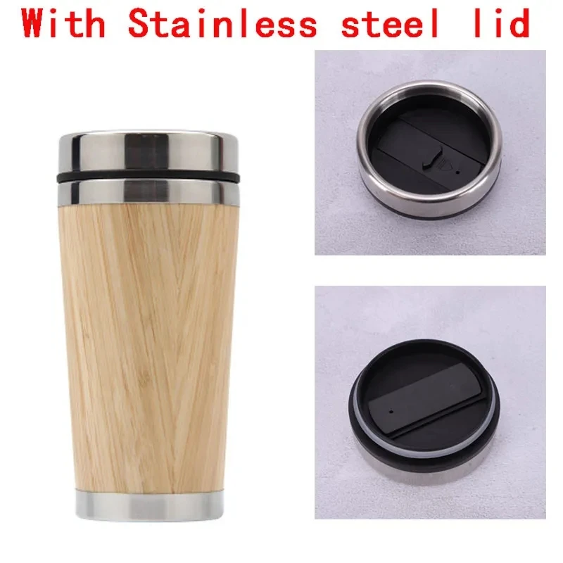 Tea infuser bamboo bottle water natural flask insulate vacuum stainless steel bamboo water bottle with different lid