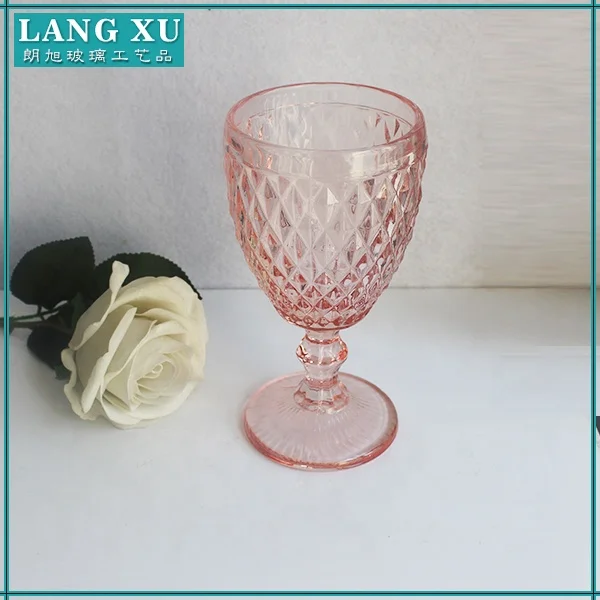 LANGXU thick stem heavy banquet colored pink-water-goblets wine beer glass champagne flutes for restaurant