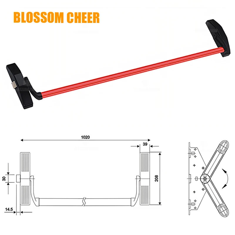 Push Lock Exit Commercial Double Glass Emergency Fire Stainless Steel Proof Device Hardware Middle Escape Set Door Panic Bar