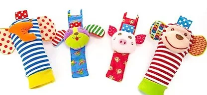 Foot Finder Socks Wrist Rattle Socks Newborn Brain Development Infant Cartoon Animal Toys Baby Wrist Rattle Foot Finder Socks