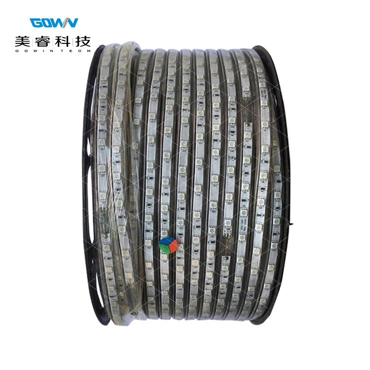 AC110V 220V SMD5050 RGB LED Strips 48LED/M With IC Included IP67 IP68 Waterproof For Landscape