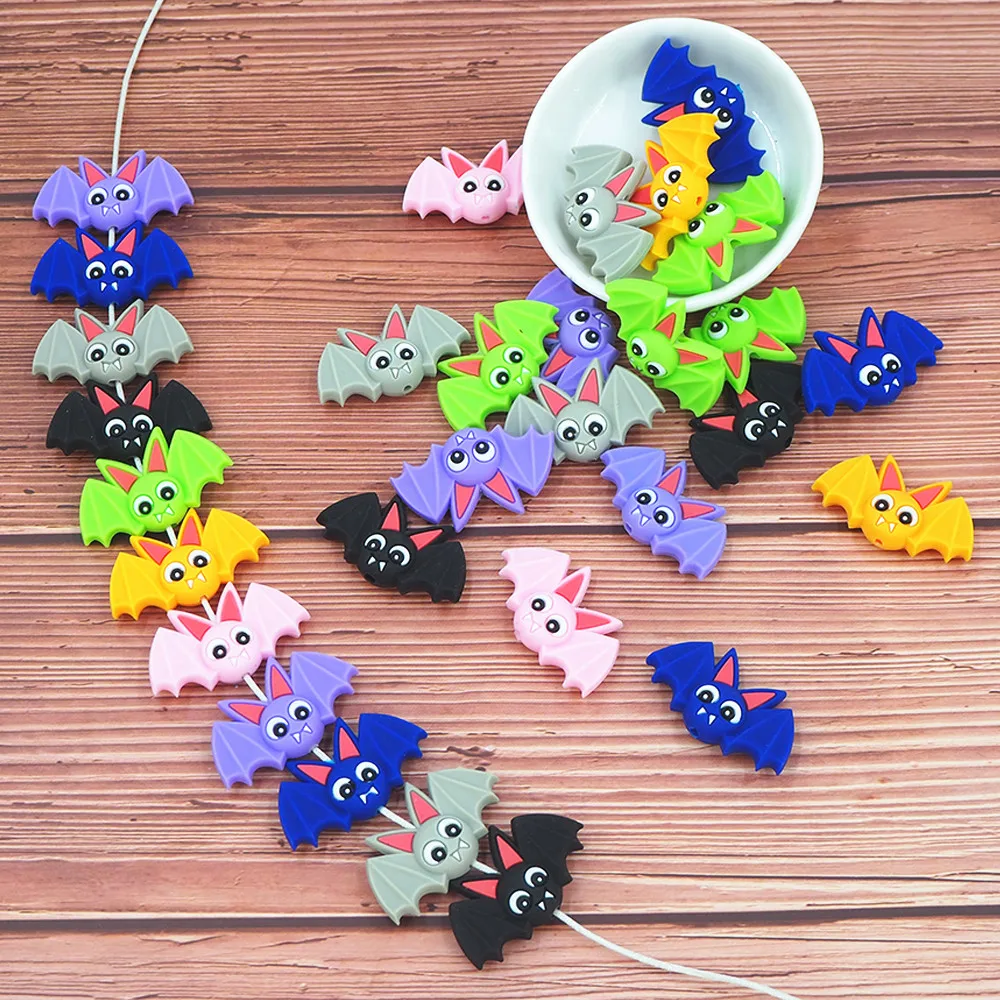 Newly Released Cartoon Bat Shape Silicone Beads Food Grade Baby Teething DIY Pacifier Chain Baby Teether Beads