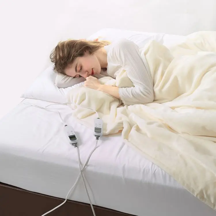 Microfiber Fabric Solid Color White Flannel Electric Over Blanket