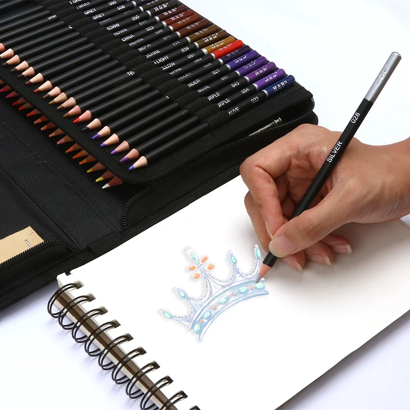 Premium 128 Colors Water Soluble Art Pencil Set with Wooden Box Professional Colored Pencils for Artists