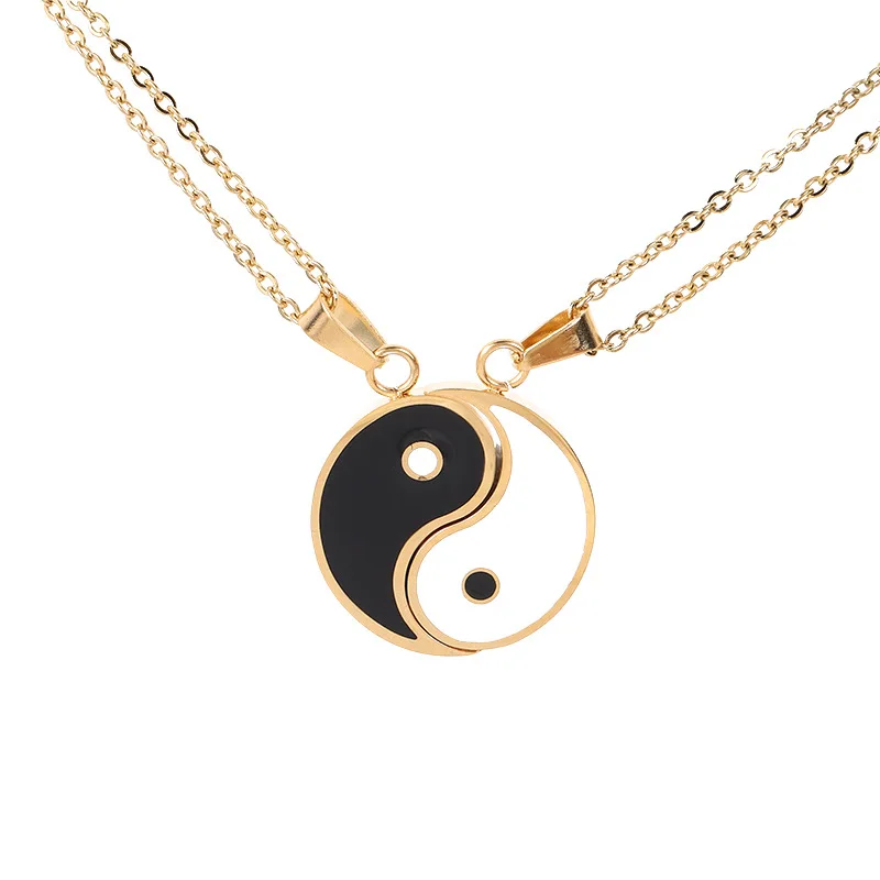 Hot selling stainless steel yin  yang necklace men and women gossip pendant couple necklace personality Tai Chi necklace