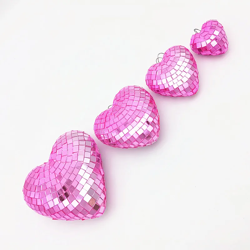 Different sizes customized colors heart shape disco ball for Christmas tree ornaments