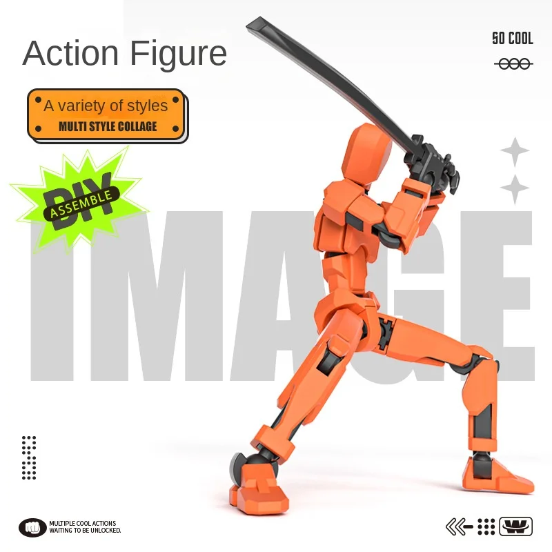 Custom DIY articulated 13 robot dummy action figure 3d printing action figure t13 multi-jointed movable robot for kids toys