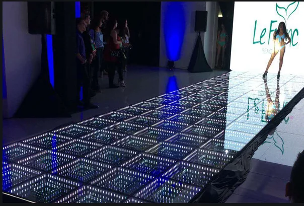 Remote WIFI SD MDX control 3D effect infinity LED dance floor dj  Mirror glass led dance floor for night club/ fashion show