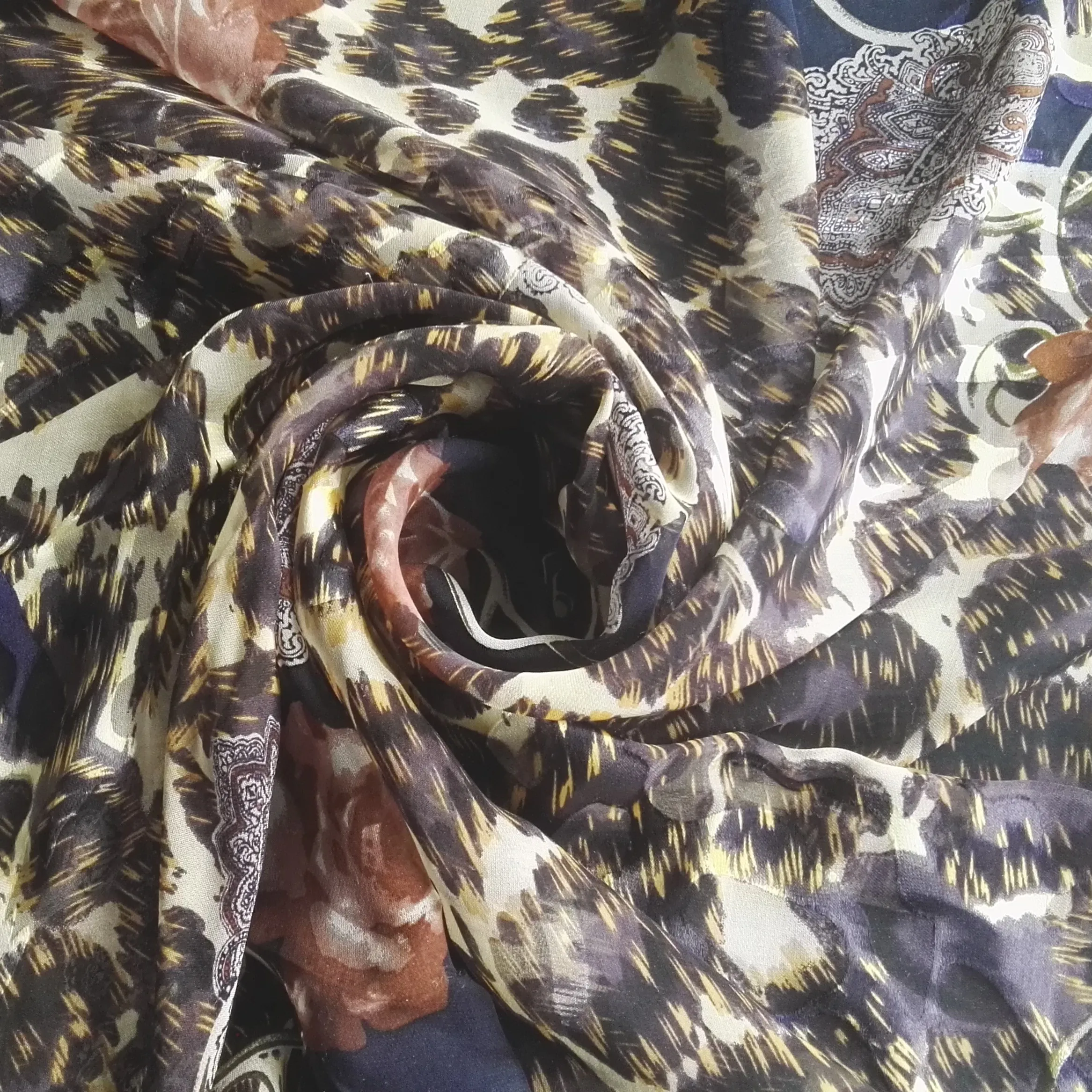 
Burnt out Silk Viscose Satin fabric 