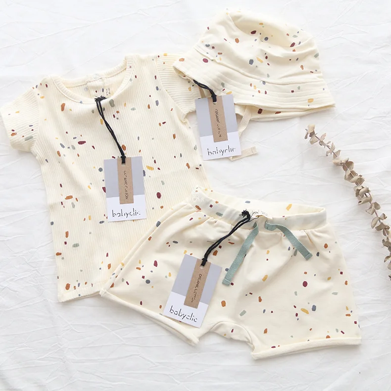 Baby Boys and Girls Summer Clothes 100% Cotton Fabric Short Sleeve Cartoon T-shirt+Short Pants Cotton Suits