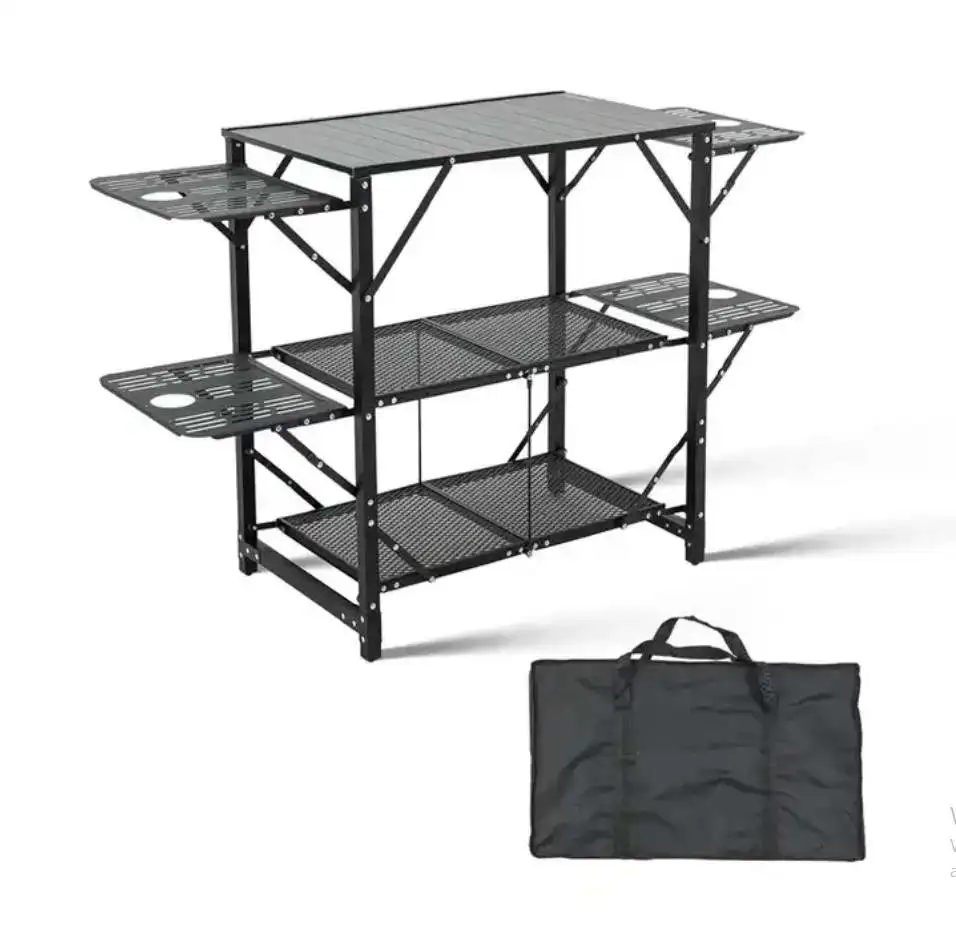 Beach Rest BBQ Travel Collapsible Canvas Portable Folding BBQ Outdoor Fishing Camping Hiking Folding Picnic Table