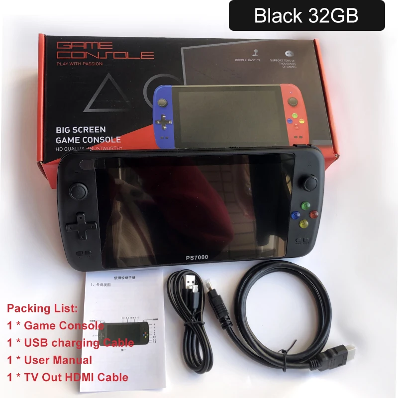PS7000 7 дюймов 128bit 32G ручной аркадные игры consolas de juegos видео портативная игровая консоль для GBA