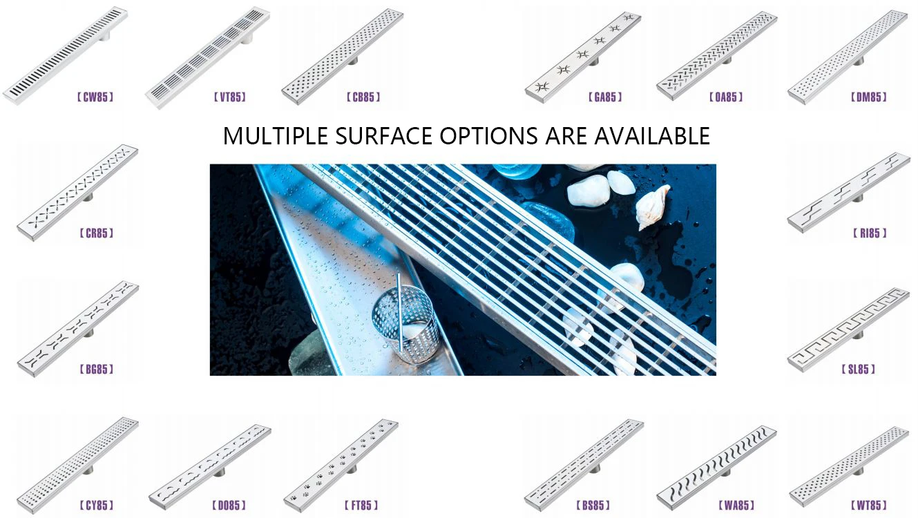 200-2000mm Stainless Steel Tile Insert  Linear Floor Drain Linear Bathroom custom shower strip drains linear shower drain