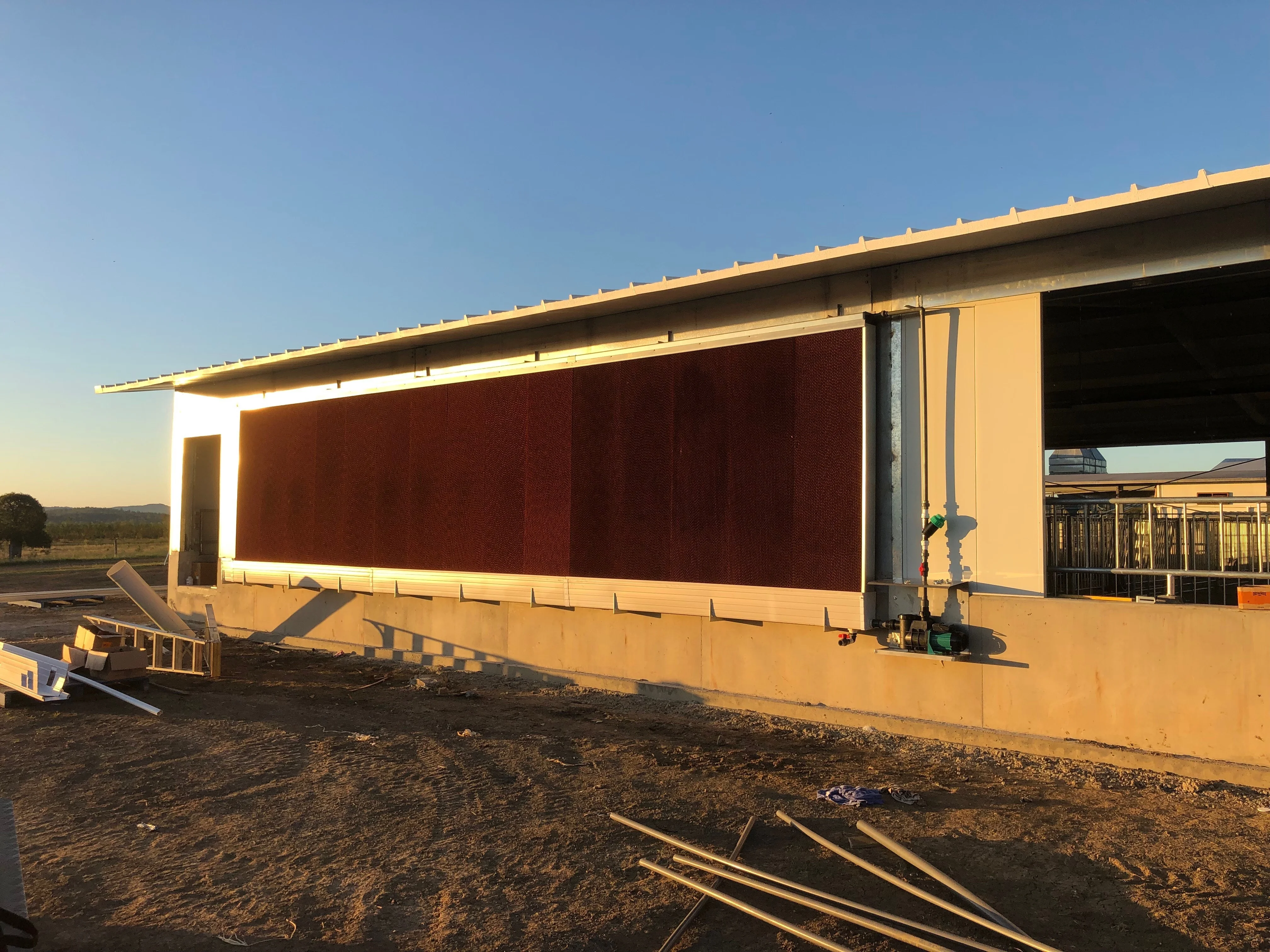 Steel structural poultry house for pigs with stainless steel crate system and other automatic equipment