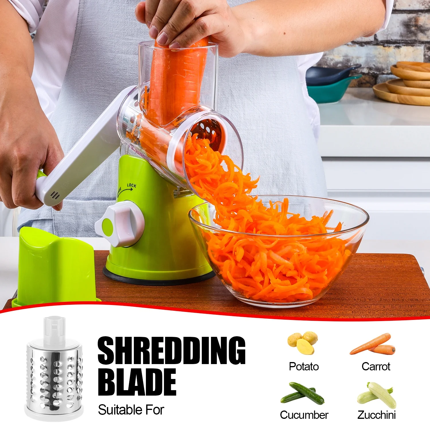 Green salad rotating vegetable grater slicer fruit and vegetable cutter slicer grater shredder