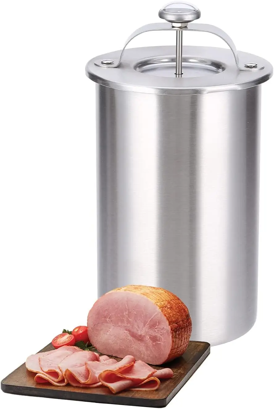 Kitchen Cooking Tools Bacon Ham Maker Metal Ham Press Maker Stainless Steel Meat Press Ham Maker with Thermometer Sandwich Deli