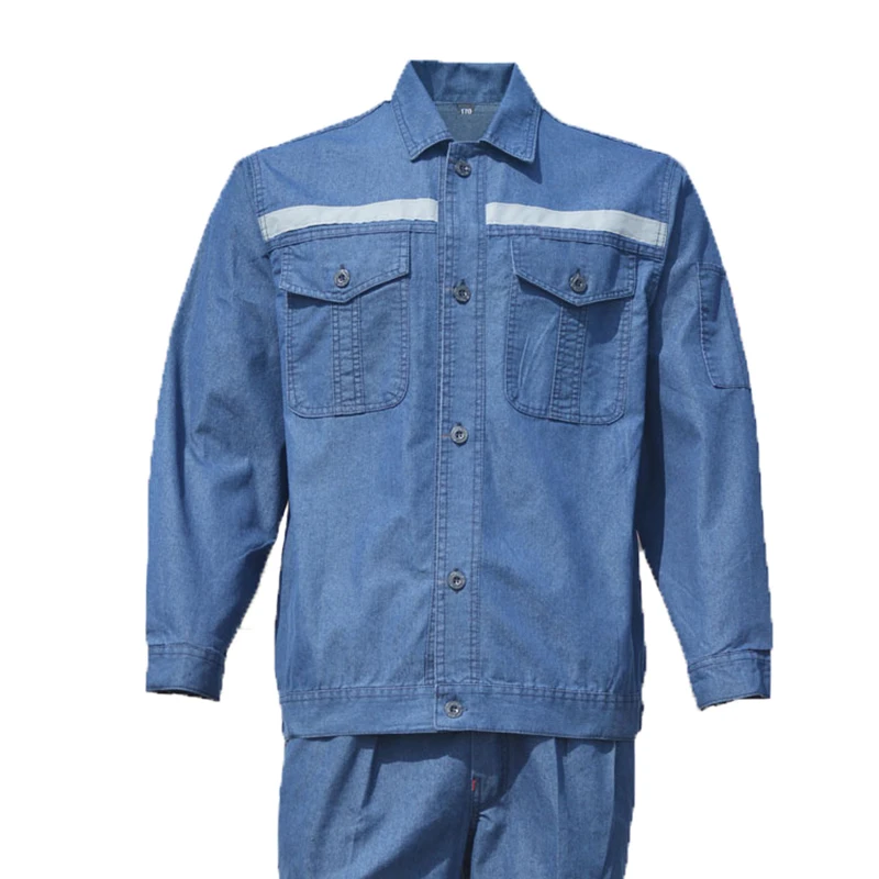 Reflective strips cotton Denim Working clothes Workwear for men and women Worker Scrub Uniform