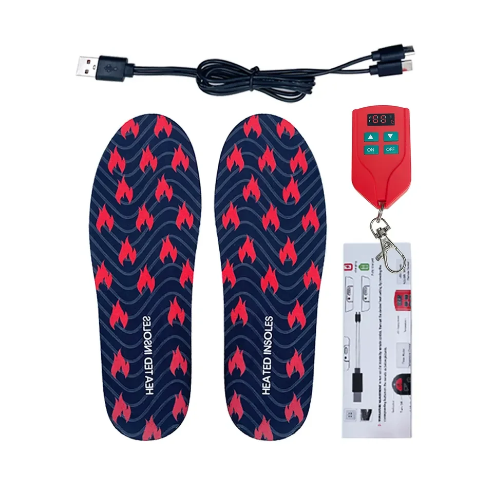 Electric Heated Insoles for Men Women Winter Foot Warmer Rechargeable Heating Shoes Insoles for Skiing Hiking MotorCyling