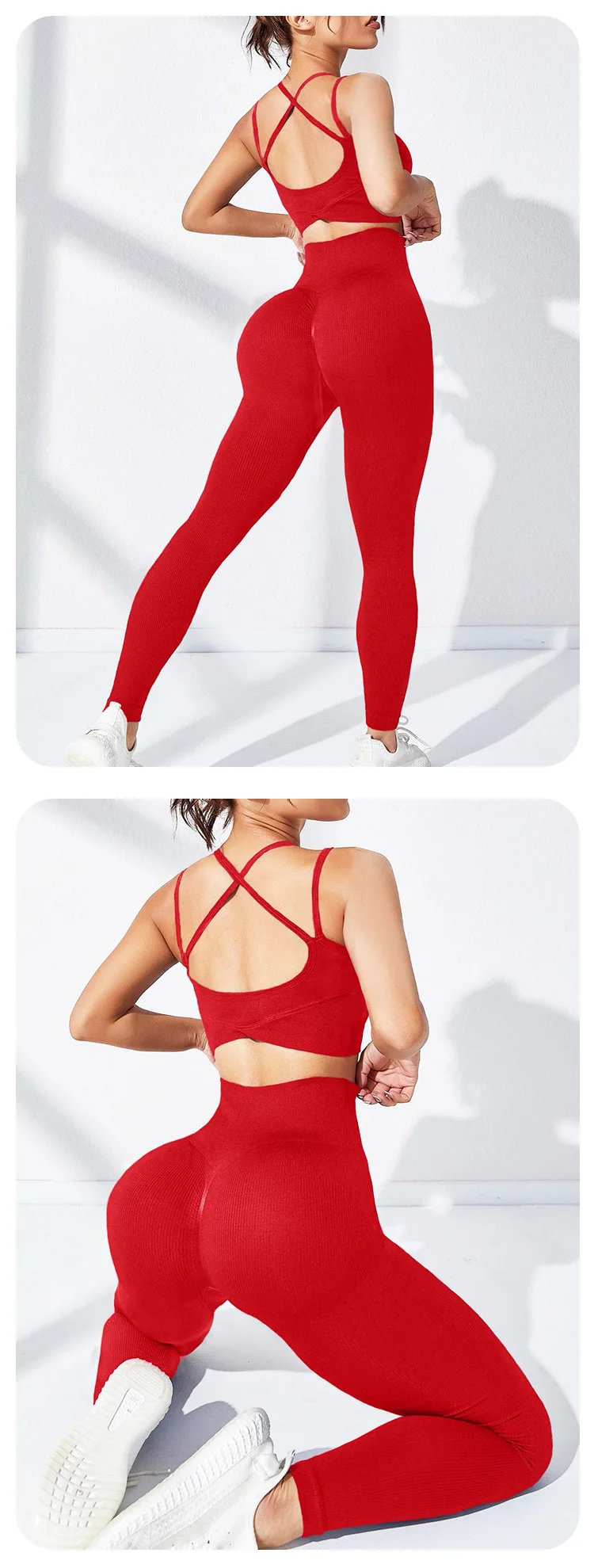 Yoga With Chest Pad Yoga Clothing Suit Female Fashion Beauty Back Top Yoga Trousers Sports Training Fitness Seamless  Suit