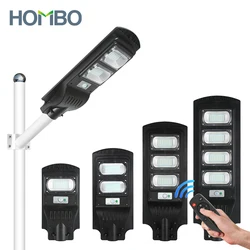 HOMBO Waterproof  remote control 20w 40w 60w 90w 120W 150W 200W 300W all in one  solar street lights