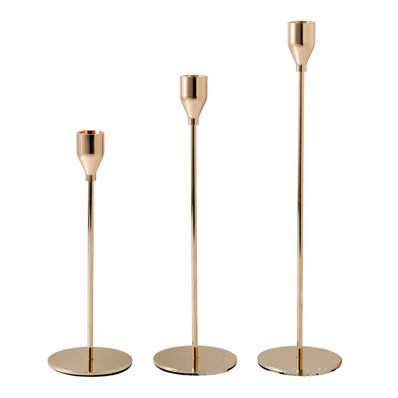 household nordic luxury metal 3 in 1 candle holder set gold candle holder
