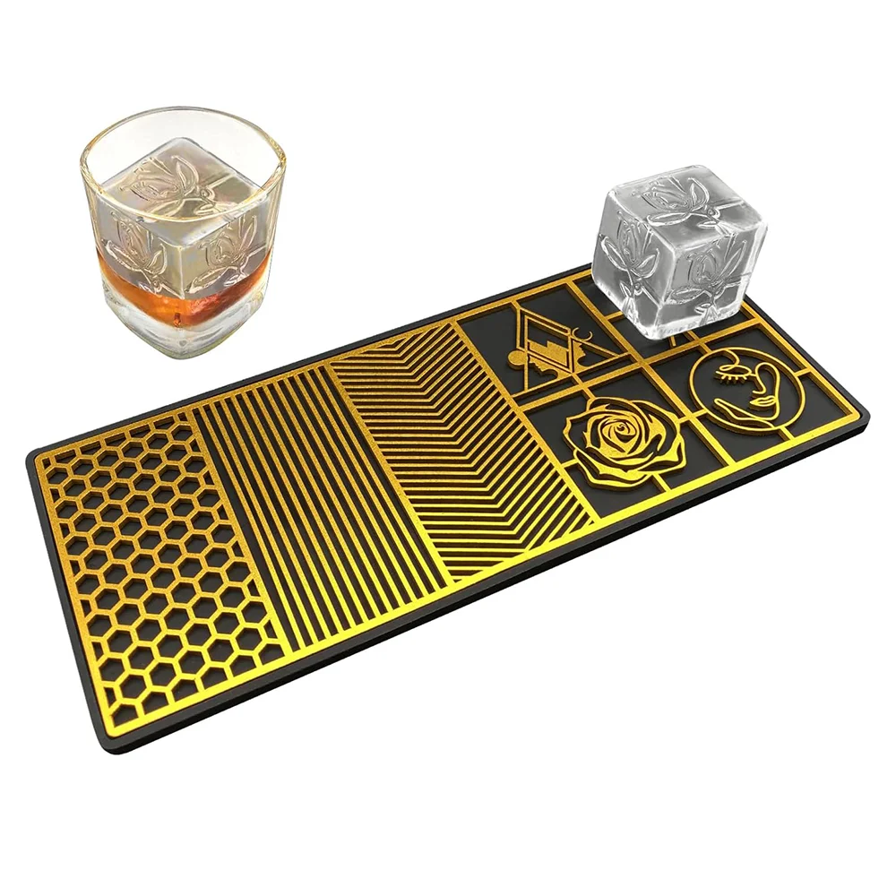 new Copper Ice Cube Texture Designer custom Brass Ice Stamp Plate Tray for Clear Ice Cocktails Whiskey