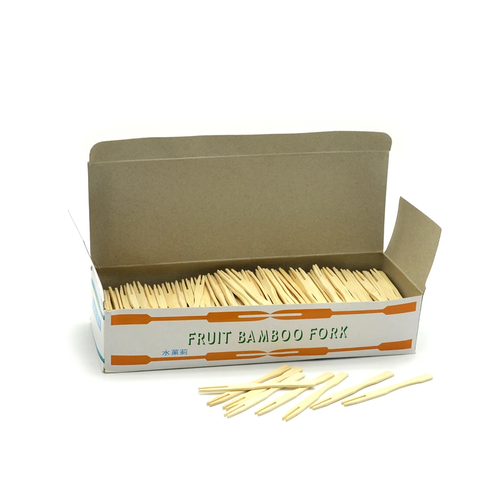 Manufacturers Provide  Size 8.8cm 9cm Bamboo Food Picks Forks Chip Forks