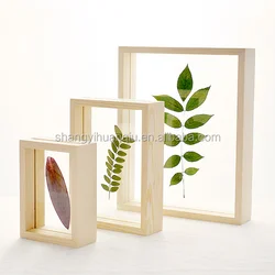 Unfinished Pine Wood Photo Frame Wooden Picture Frames Table Display Double Side Pressed Flower Frames