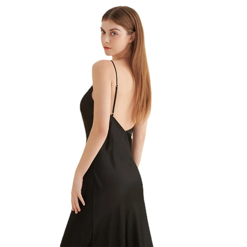Dresses Women Summer Real Silk Night Satin Evening Dresses Girl Casual Plus Size Slip silk night dress for woman