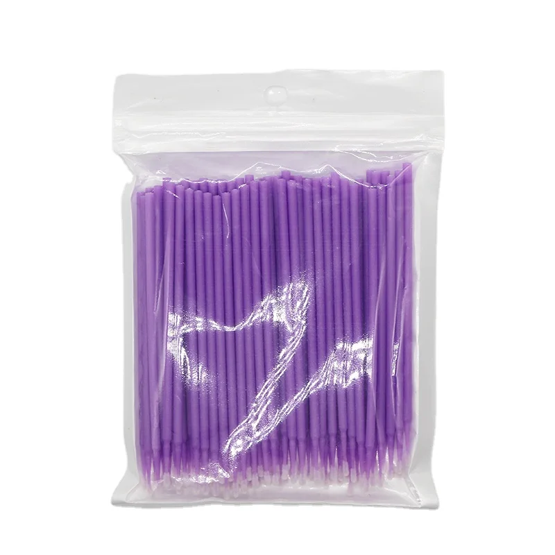 Hot sale 100 pcs Micro brush with solid color handle makeup tools micro applicator for eyelash extension