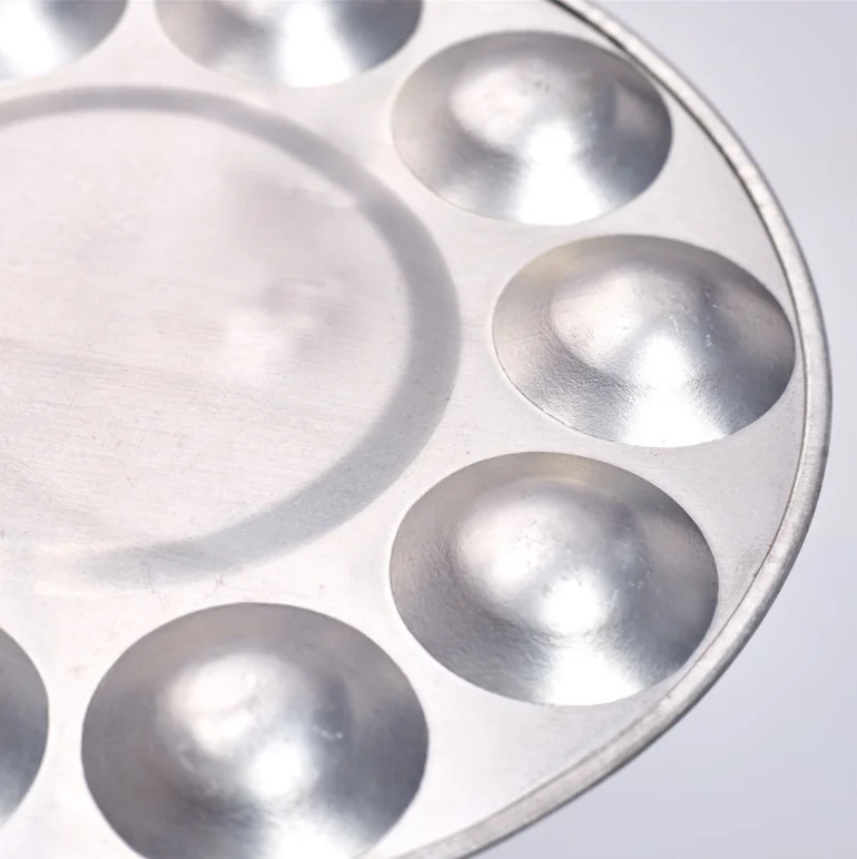Wholesale 10 Well Round Metal Aluminum Watercolor Oil Acrylic Palette Paint Trays Palettes