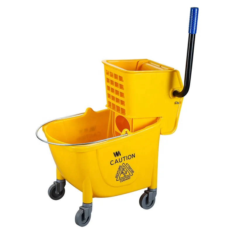 Wringer Bucket Easy Cleaning Carts Plastic Mop Bucket Hotel Cleaning Car With Down Pressing Dryer Bucket 24L