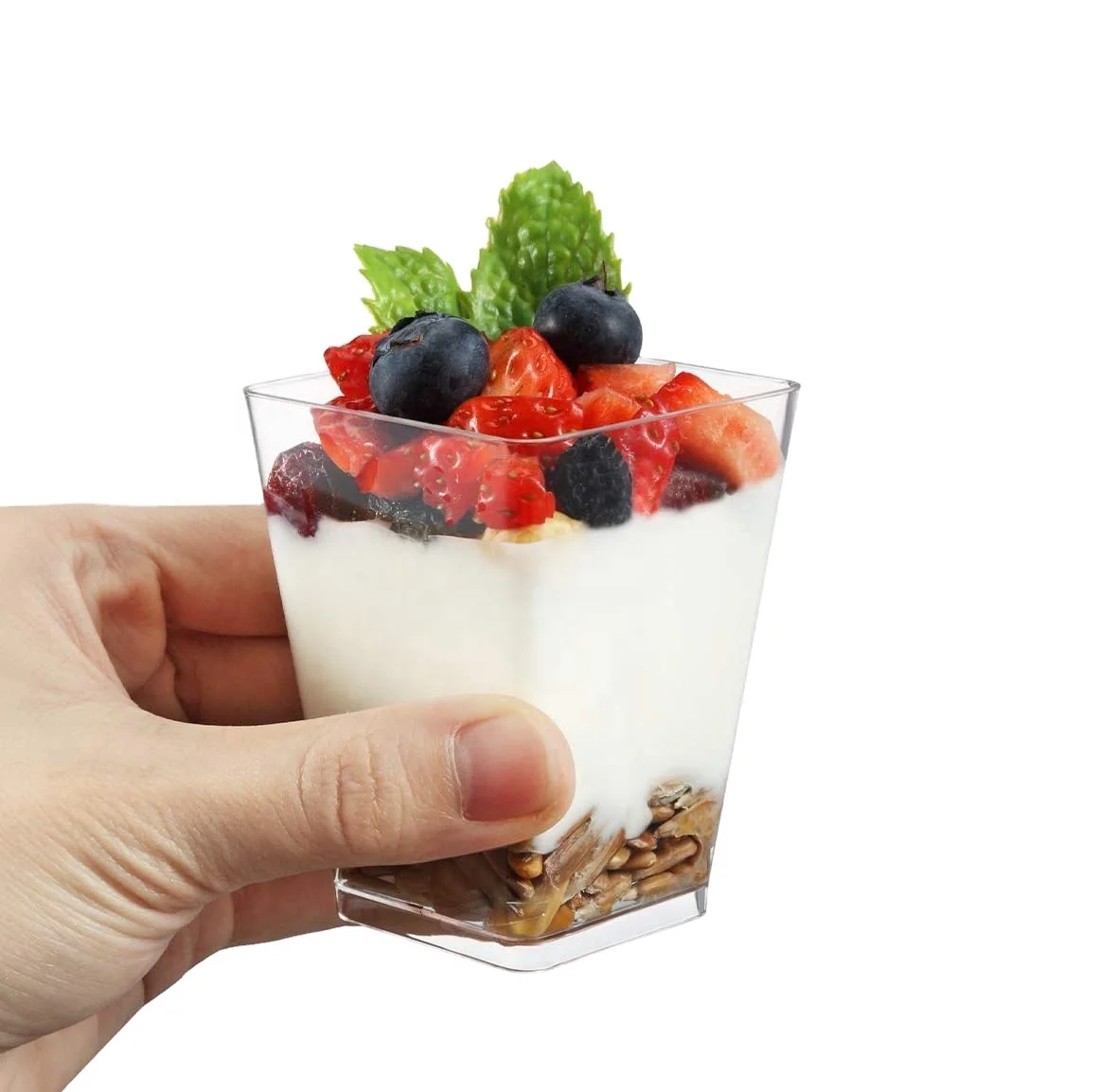 160ml PS disposable plastic mousse cup mini dessert cup with lid and spoon
