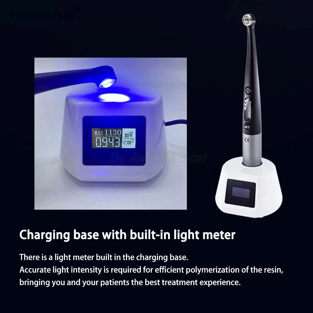 Dental Wireless 1 Second Curing Light Dentist Cordless LED Lamp 3000 mw/cm2 with caries detector Light meter tester