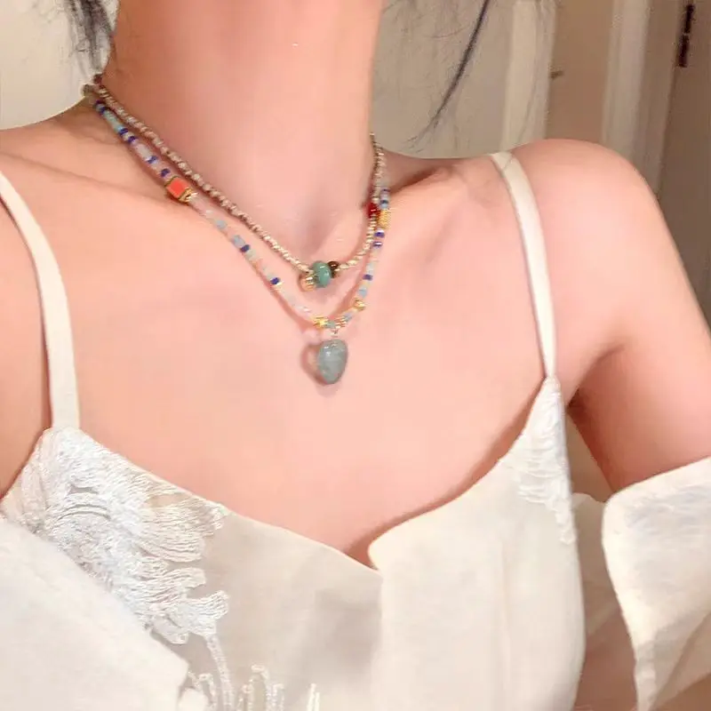 2024 New 925 Silver Material High end Design L Blue Love Zircon Pendant Necklace