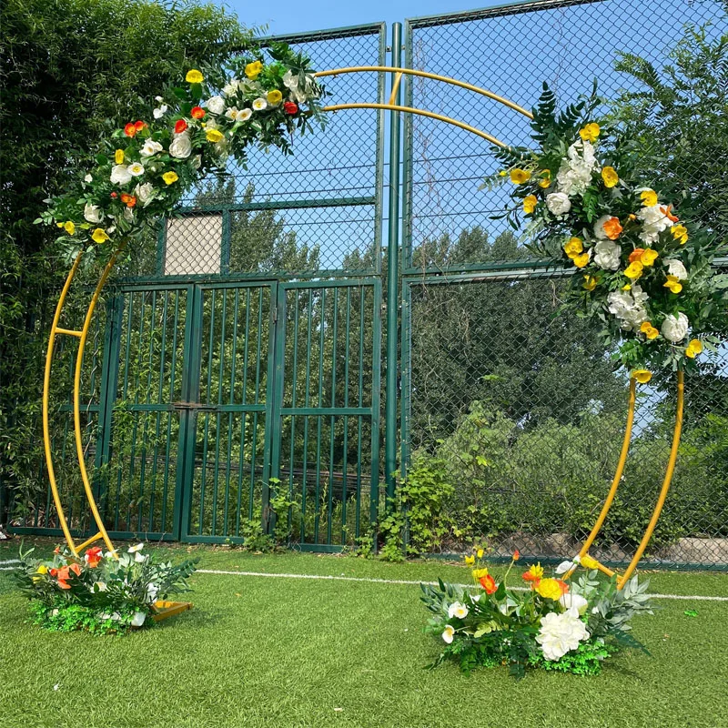 Metal circle wedding mariage arch Round balloon flower round Background arch frame stand birthday party baby shower decoration