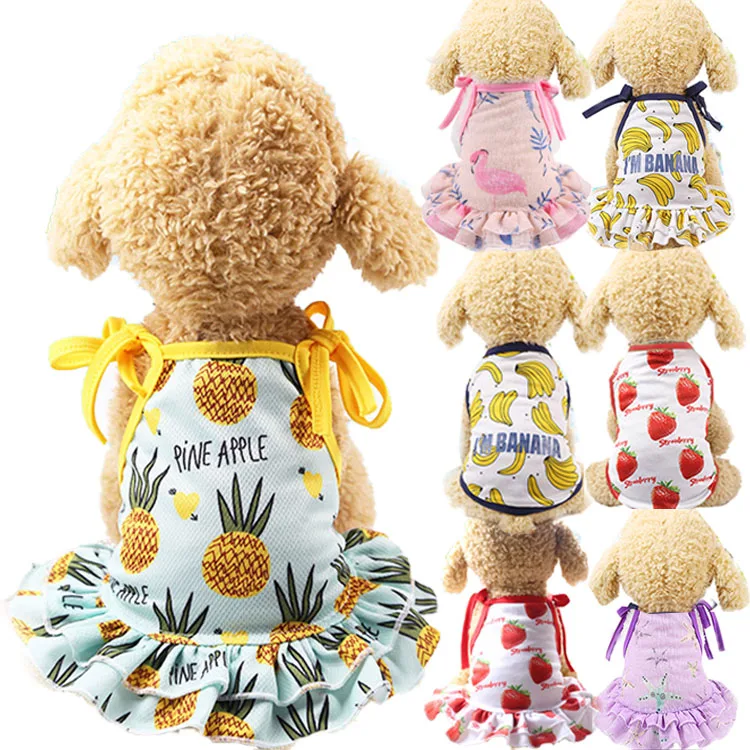 Wholesale Supplies Spring Summer Princess Fruit Skirt Cool Breathable Dog Dress Pet Clothes