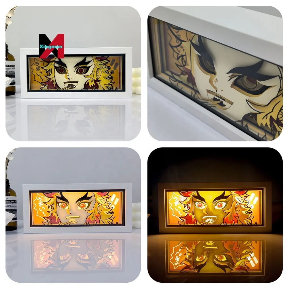 Demoned A Slayer Atmosphere Room Bedroom Night Remote Control Colorful Shadow Neon Paper Cut LED Art 3D Painting Anime Light Box