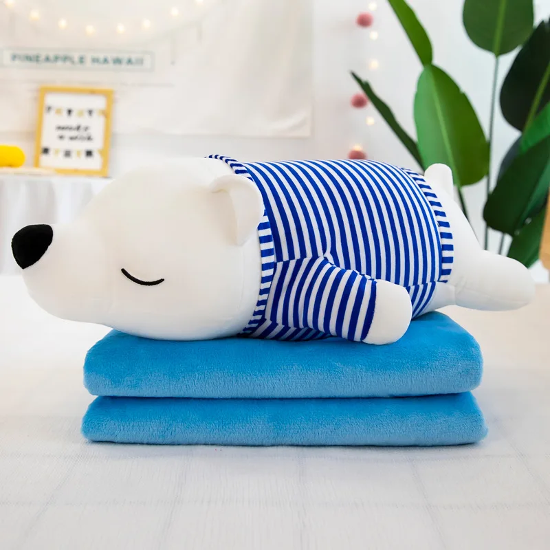 AIFEI TOY Hot selling cute cartoon polar bear air conditioner blanket lying bear summer cool doll brown bear plush toy