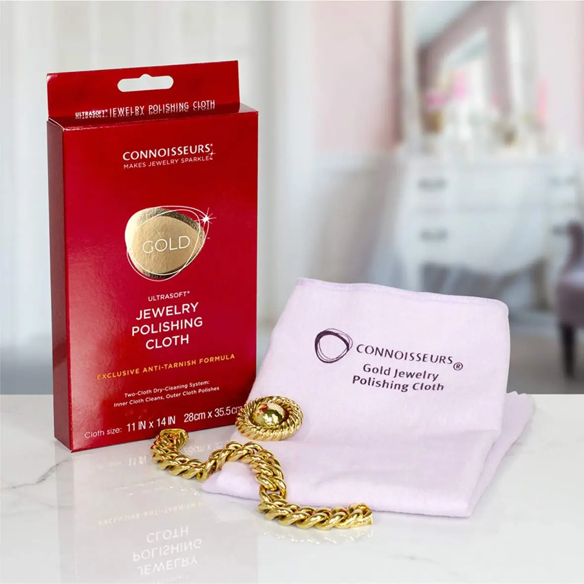 Connoisseurs UltraSoft Gold Jewelry Polishing Cloth Excellent For Cleaning Watches Natural Cotton Fibers