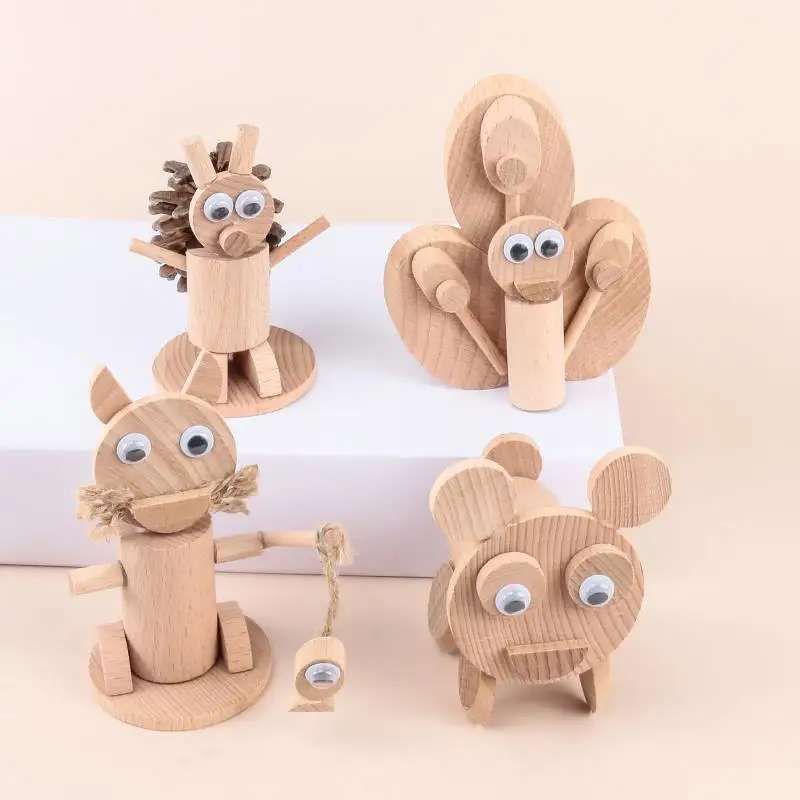 Diy wooden animals wooden chips wooden post handmade toys for children wooden diy toy