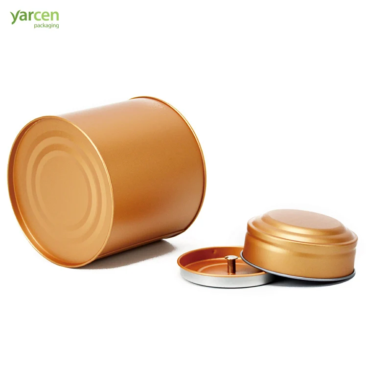 Best Selling Round Golden Matt Finish  Tea Tins  With Inner Lid