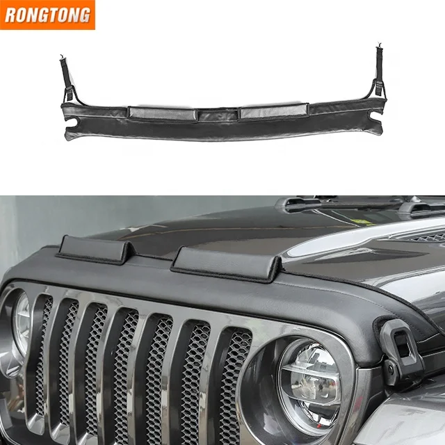 Auto Exterior Accessories PU Leather Car Protective Engine Hood Cover for Jeep Wrangler JL 2018+
