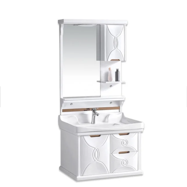 Hot sale germany style mdf bathroom furniture bathroom cabinet luxury PVC bathroom cabinet with sink and mirror