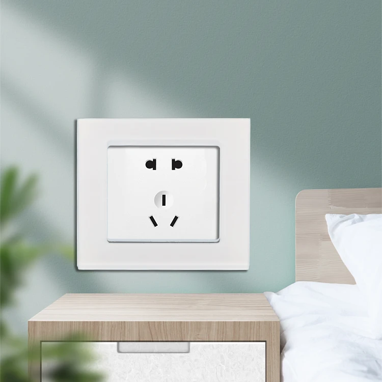 Factory custom high quality tempered glass panel glass switch panel square hole glass frame for socket