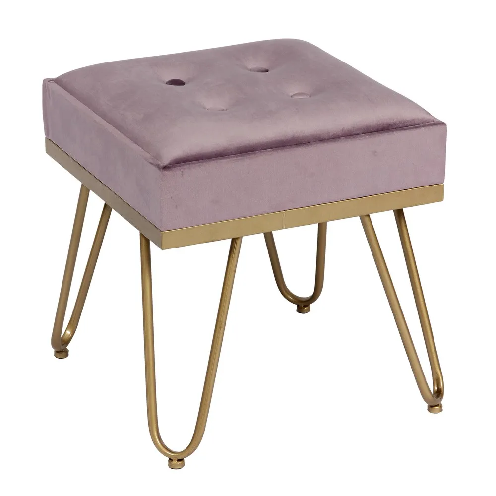 Bailey Velvet Footrest Ottoman Vanity Upholstered  Make Up Stool Metal Legs Stool
