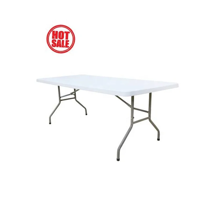 CYEN portable white rectangular plastic party dining outdoor banquet bbq camping picnic folding plastic table