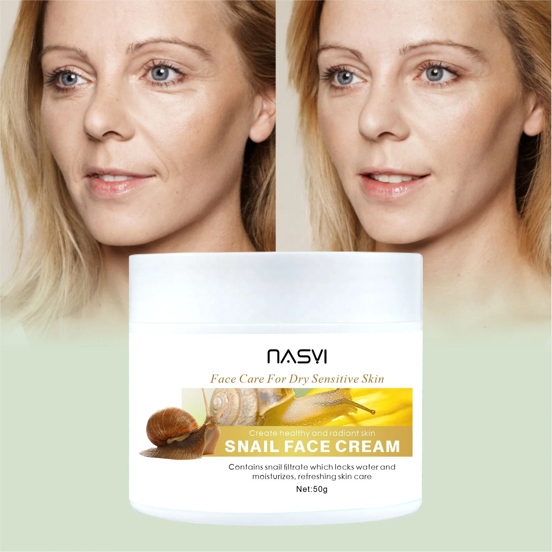 Factory Wholesale OEM Snail Moisturizing Cream With VitaminB3 Face Cream & Lotion Firming Anti Wrinkle Whiten Snail Face Cream